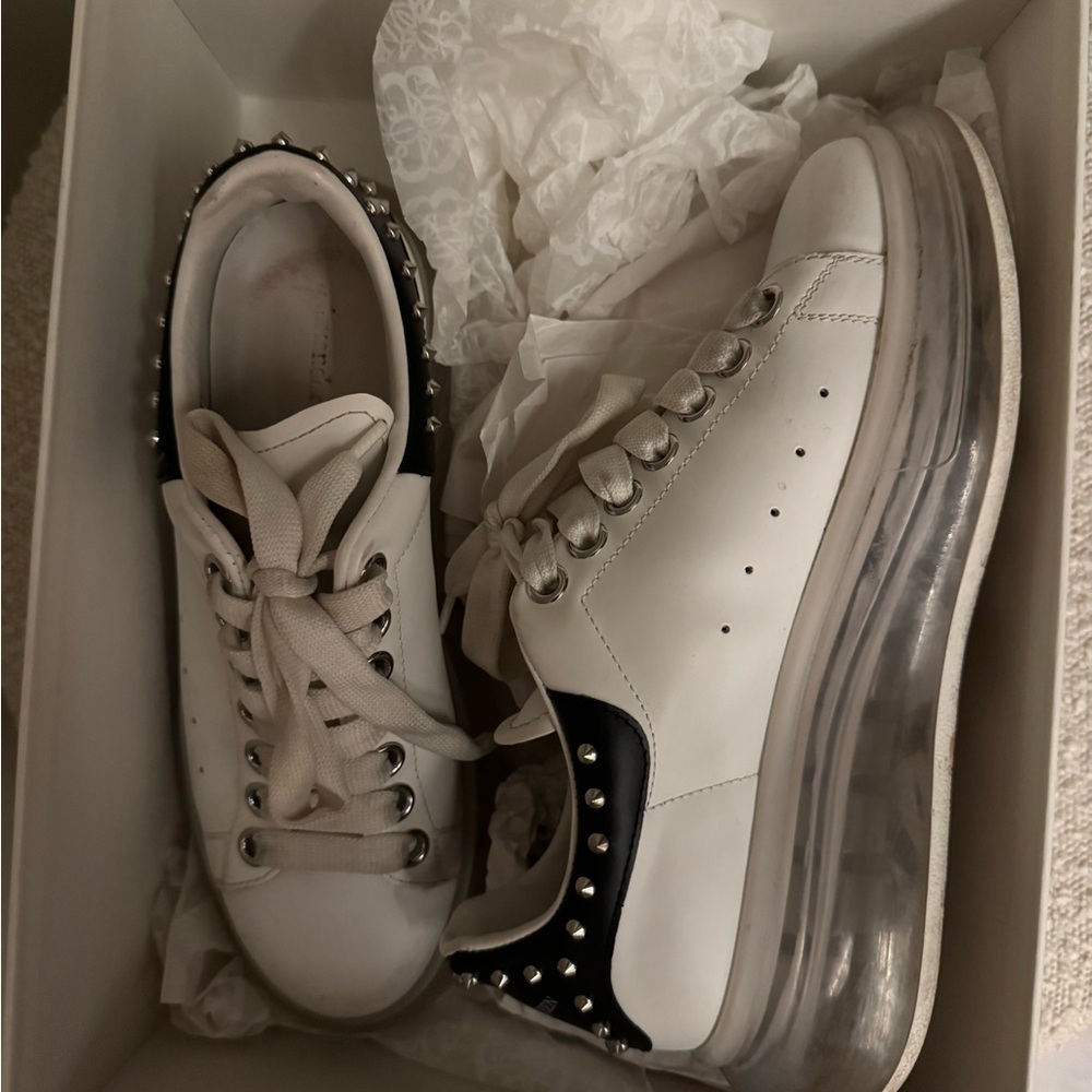 Alexander McQueen White and Black Studded Sneakers